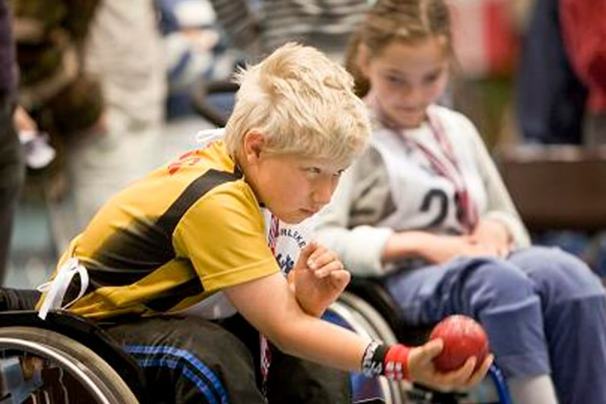 A young boccia player