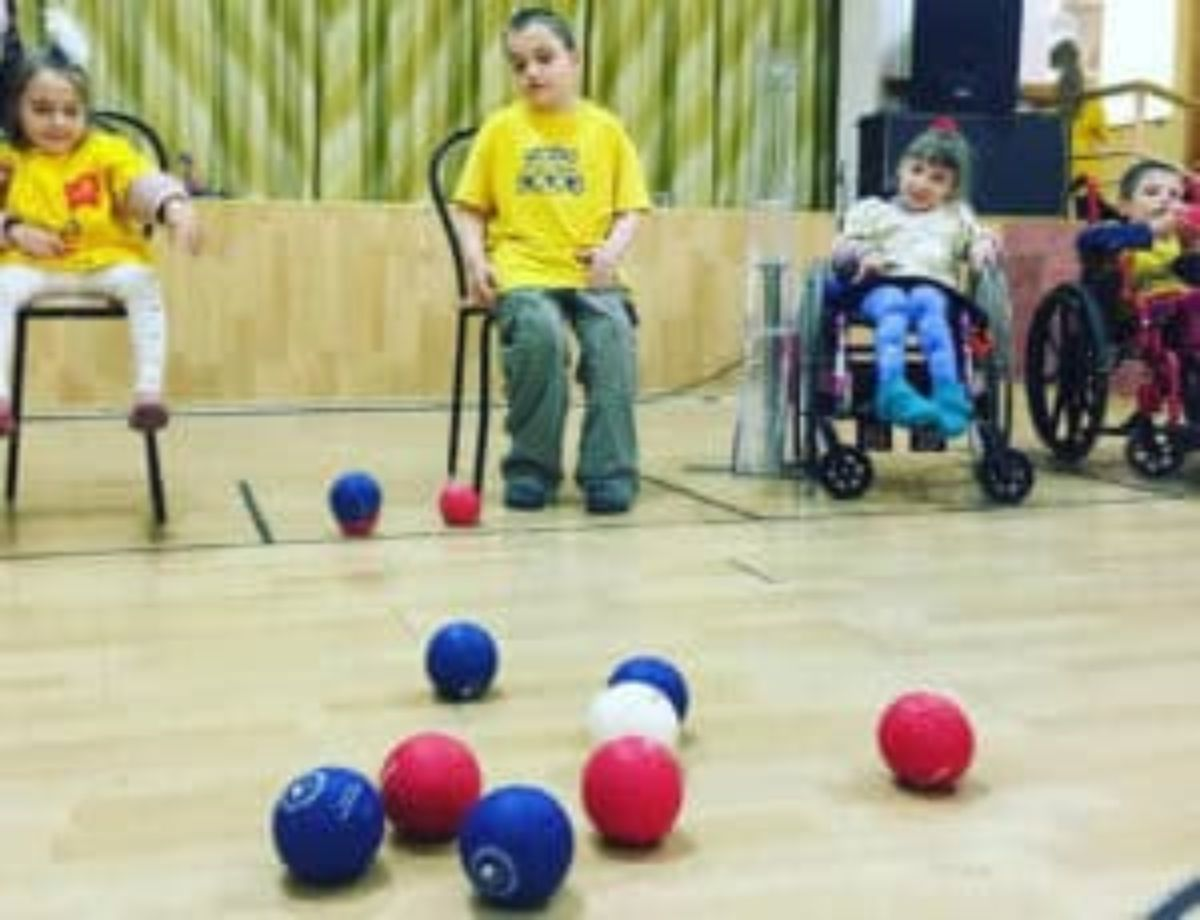 Children playing boccia in Ukraine