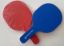 2 Foam bats showing a red and a blue side of the referee paddle