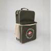 Olive green Superior Boccia backpack with beige zipper and details