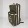 Olive green Superior Boccia backpack with beige zipper and details