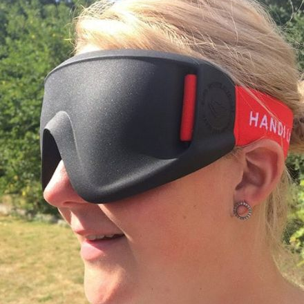 Justa Blind Sports Mask with red strap