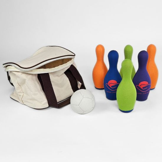 Picture of Indoor Bowling Set with Skittles and Soft Ball in Canvas Bag