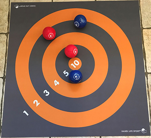 Floor Target Mat with boccia balls
