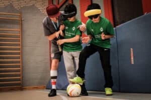 Playing Blind football in school