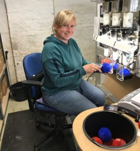 Olena making boccia balls