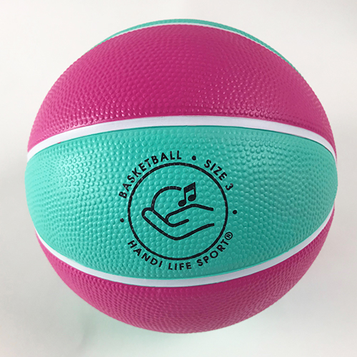 Pink and turquise rubber basketball, size 3