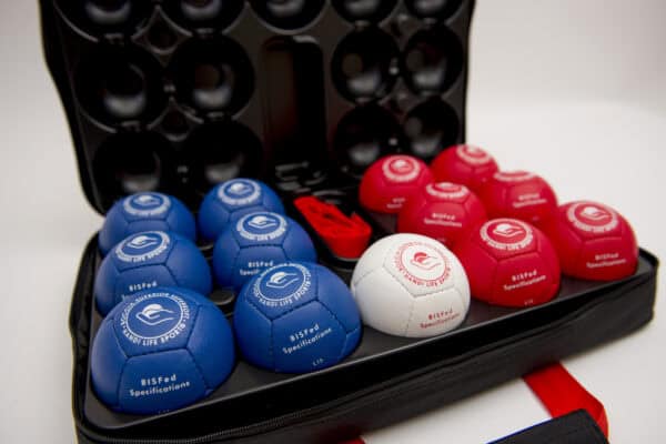 Superior Supersoft set in blue Superior Boccia Case