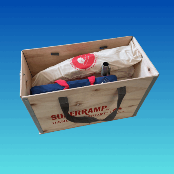 SuperRamp box - packed with Superramp and a Boccia set in Boccia bag