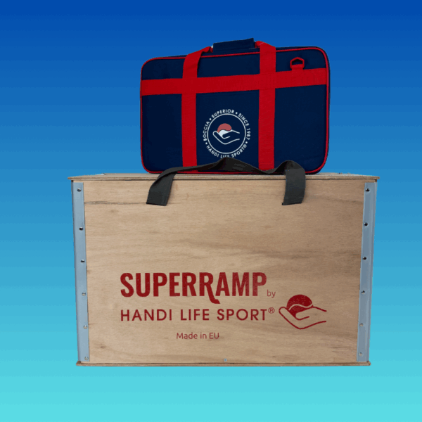 Boccia bag on top of the SuperRamp box - for carrying the SuperRamp